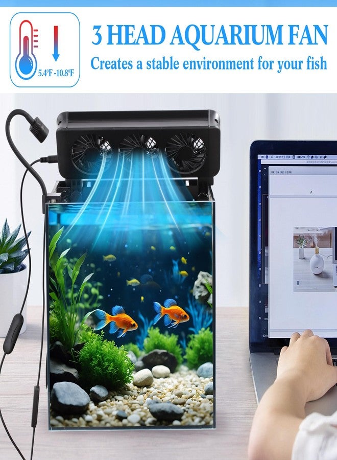 Tujoe 2 Pcs Aquarium Chillers Fan 3 Head Adjustable Fish Tank Cooling Fan with Timer, 5 Wind Speeds, Quiet Operation for Freshwater & Saltwater Tanks - Image 5